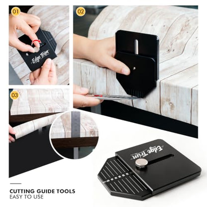 FOSHIO Aluminum Edge Trimming Template Tool, Adjustable Edge Distance (5-35mm), Straight Line Cutting Guide for Furniture, Cabinet, Countertop, Window Tint & Vinyl Wrap