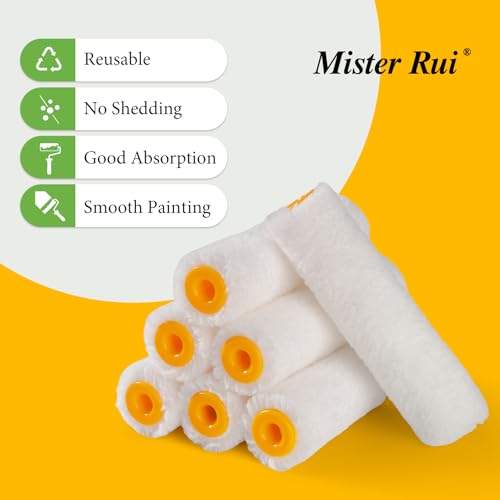 Mister Rui Mini Paint Roller Covers 24 Pieces, 4 Inch Microfiber Rollers