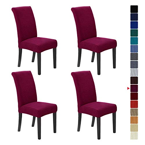 Stretch Chair Covers for Dining Room Set of 4, Removable Washable Dining Room Chair Covers, Dining Chair Slipcovers Seat Protector, Great for Home and Banquet Decor (Burgundy, 4 Pack) - color: Burgundy, size: 4 pack