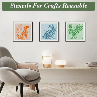 Animal Flower Stencils for Crafts Reusable 24Pcs Stencils(7.8X7.8 inch) - color: Animal 8