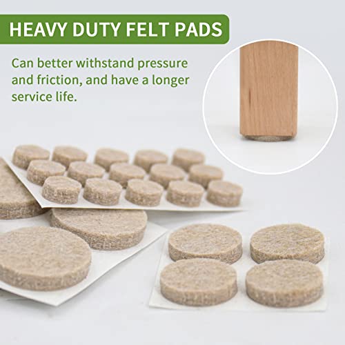 Felt Furniture Pads for Hardwood Floors 162 PCS, Round, Beige - size: 162PCS Value Pack Round Beige
