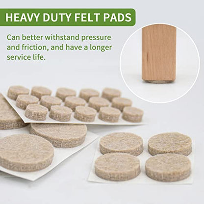 Felt Furniture Pads for Hardwood Floors 162 PCS, Round, Beige - size: 162PCS Value Pack Round Beige