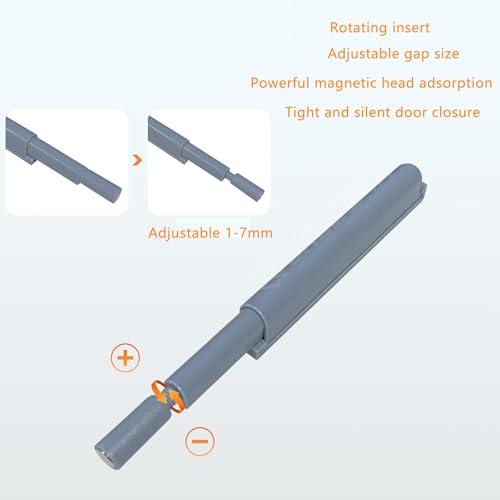 6 Pack Push Latches Push to Open Cabinet Hardware Magnetic Catches Pop Out Mechanism Latch Hinge Hidden Lock for Drawer Closet Door Kitchen Furniture, Gray, US-207