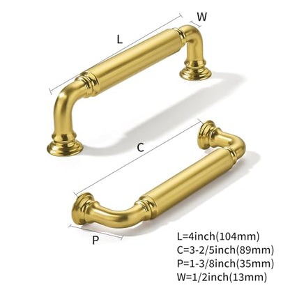 khtumeware 2-Pack Vibrant Brushed Brass Cabinet Pulls Modern Heavy-Duty Solid 3-1/2 Inch(89mm) Hole Center Drawer Pulls Cabinet Hardware Suitable for Kitchen Cabinets Bathrooms - color: Vibrant Brushed Moderne Brass, size: 3-1/2 Inch(89mm)Hole Center
