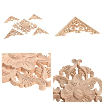 5Pcs Wood Appliques Onlays Classic Decorative Furniture Appliques Set A - color: Set A