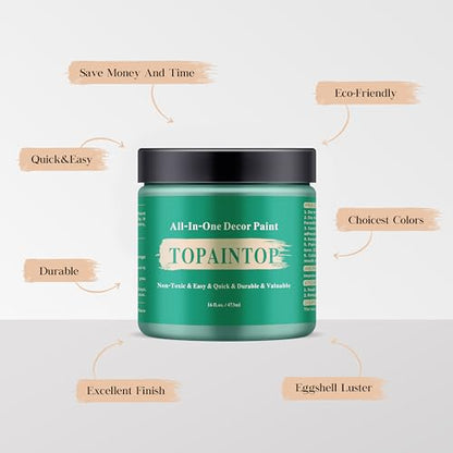 Acrylic Wood Paint for Furniture - Eggshell luster Paint Suitable for Wood Surface Renovation, Water-based All In One Paint, Non-toxic & Odorless (Hooker Green, 16 Fl Oz (Pack of 1)) - color: Hooker Green