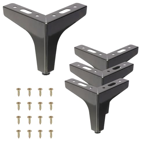 PATIKIL 4 Inch Metal Furniture Legs, 4 Pcs Triangle Furniture Replacement Feet Modern Style Couch Legs for Table Chair Cabinet Cupboard Sofa, Brown - color: Brown, size: 4 Inch
