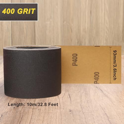Sandpaper Roll 400 Grit, Wet Dry Sand Paper 3-2/3" Wide 11 Yard - style: 400 Grit