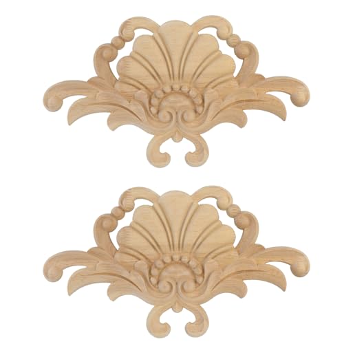 Antrader Wood Appliques,4Pcs Unpainted Wooden DIY Carved Onlays, Style 7 - style: Style 7