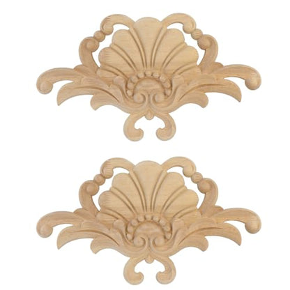 Antrader Wood Appliques,4Pcs Unpainted Wooden DIY Carved Onlays, Style 7 - style: Style 7