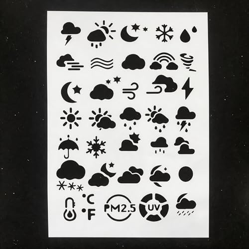 TIAMECH A4 Reusable Weather Icons Stencil for Painting - color: Weather Icons