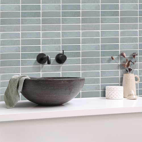 Peel and Stick Backsplash for Kitchen - New Upgrade 12" x 12" Large Premium Subway Tile, Blue 10-Sheet - color: Blue