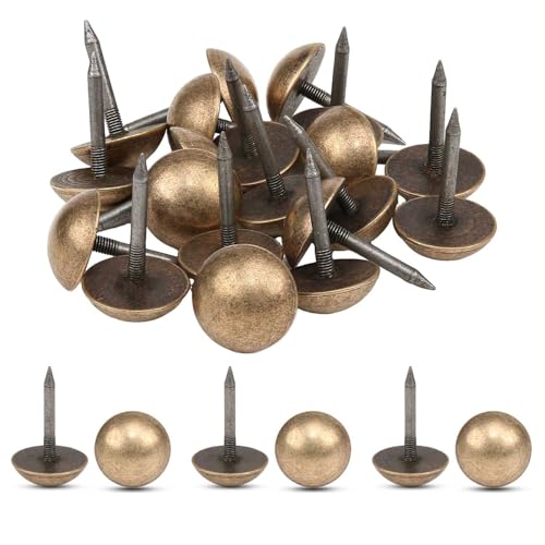 20PCS Solid Brass Upholstery Tacks for Furniture,Antique Bronze Decorative Nails 0.47 inch Small Metal Thumb Tacks Craft Pins for Wood Couch Chair DIY Bulletin Board - color: Antique Bronze, size: 0.47"Dia