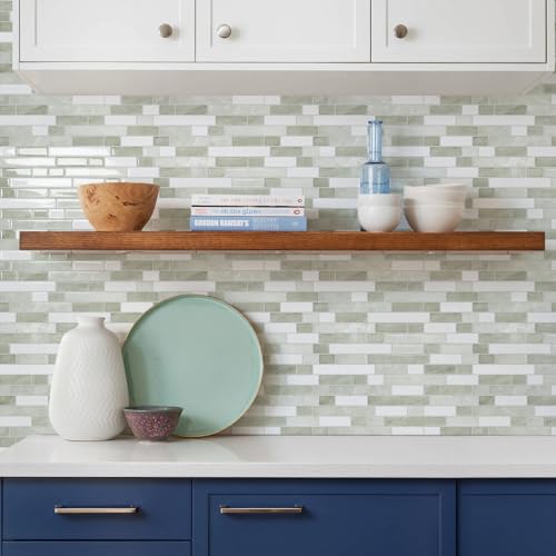 STICKGOO Thicker Peel and Stick Backsplash Tile for Kitchen and Bathroom - color: Light Gray-Beige