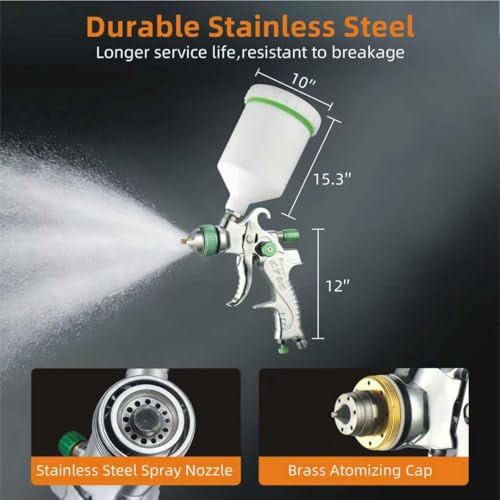 Professional HVLP Spray Gun Kit Air Spray Gun with 1.7, 2.0, 2.5mm Nozzles 20oz 600cc with Gauge for Auto Paint, Primer, Clear/Top Coat & Touch-Up