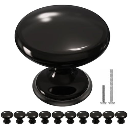 POZEAN Cabinet Knobs Brushed Nickel 10 Pack Cabinet Handles Drawer Knobs Solid Knobs Black with Screws for Dresser Drawer Cabinet Cupboard - Modern Kitchen, Bedroom and Bathroom Hardware,Black - color: Black, size: 10 Pack