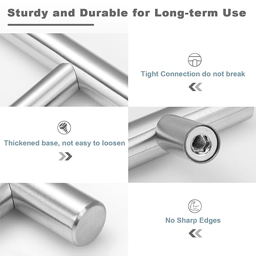 Estmoon 30 Pack Brushed Nickel Cabinet Handles 3 Inch Hole Center Drawer Pulls Stainless Steel Cabinet Pulls Silver Kitchen Handles Cabinet Hardware for Drawers, Cupboards - 5" Length, 3" Hole Center - color: Brushed Nickel