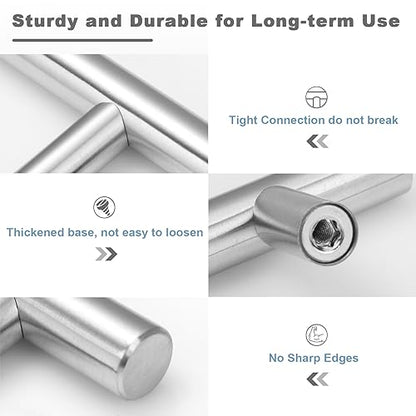 Estmoon 30 Pack Brushed Nickel Cabinet Handles 3 Inch Hole Center Drawer Pulls Stainless Steel Cabinet Pulls Silver Kitchen Handles Cabinet Hardware for Drawers, Cupboards - 5" Length, 3" Hole Center - color: Brushed Nickel