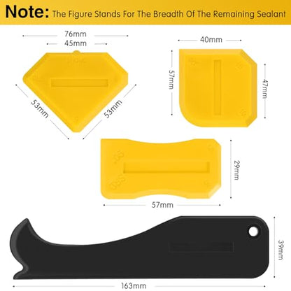Outus 4 Pieces Silicone Caulking Tool Set Sealant Finishing Grout Scraper Caulking Removal Tool for Kitchen Bathroom Floor Sink Joint Sealant Sealing Home House Renovation, Reuse and Replace(Yellow) - color: Yellow
