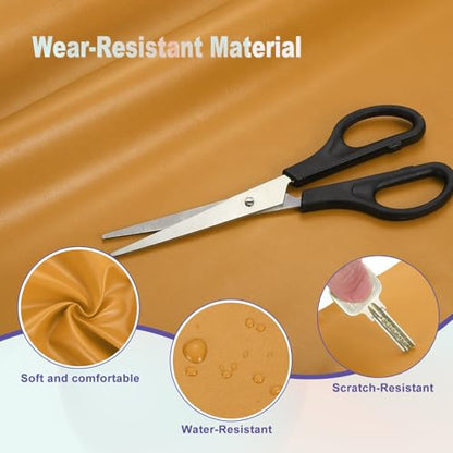 PATIKIL PU Faux Leather Fabric Nappa Grain 0.4 Yards Length 54"x14"x0.04" Soft Synthetic Leather Material Sheets 1mm Thick for Bags DIY Crafts, Light Brown - color: Ligh, size: 54"x14"x0.04"