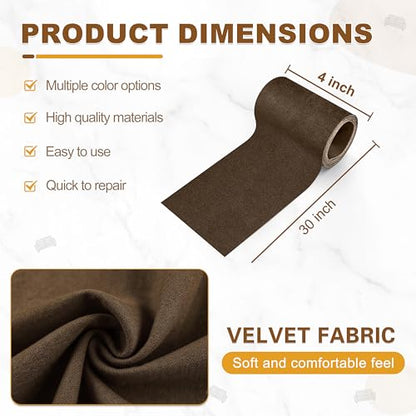 Azobur Rectangular Velvet Repair Patch, Self-Adhesive Flannel Fabric Patch, Multi Colors, Microfiber Patch，Can be Used to Patch Sofas, Car Seats, Handbags, Jacket Holes and Tears (Dark Brown) - color: Dark Brown, size: 4" x 30"-2 ROLLS