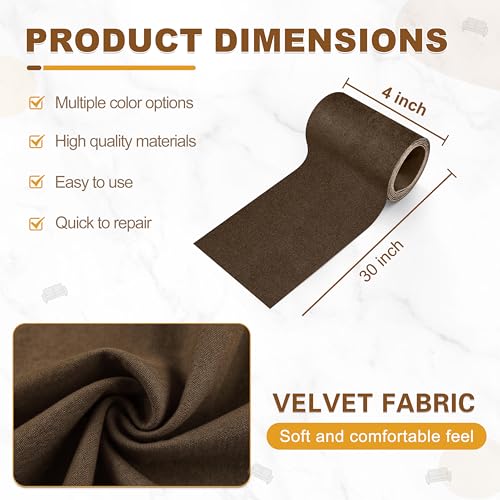 Azobur Rectangular Velvet Repair Patch, Self-Adhesive Flannel Fabric Patch, Multi Colors, Microfiber Patch，Can be Used to Patch Sofas, Car Seats, Handbags, Jacket Holes and Tears (Dark Brown) - color: Dark Brown, size: 4" x 30"-2 ROLLS