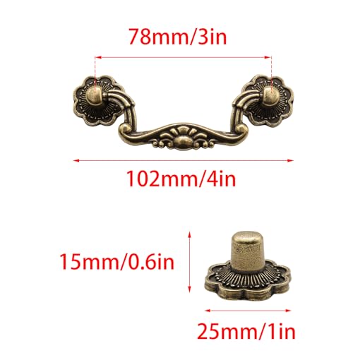 8 Pcs 3 Inch P01 Antique Brass(Gold) Cabinet Handle Drawer Pulls