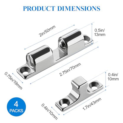 4 Pack Double Ball Tension Double Roller Catch 316 Stainless Steel
