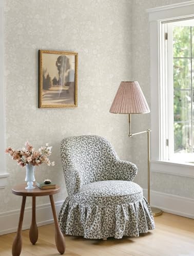 Safiyya Beige Floral Wallpaper Peel and Stick Boho Contact Paper - color: Beige, size: 17.3" x 78.7"