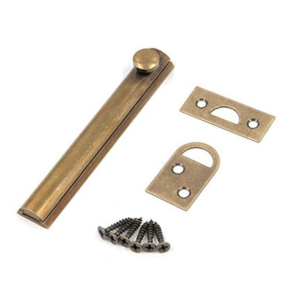 Bitray Slide Latch Solid Brass Flush Bolt Antique Vintage Latch 4-inch Length - style: 1pcs/Bronze/4 inch