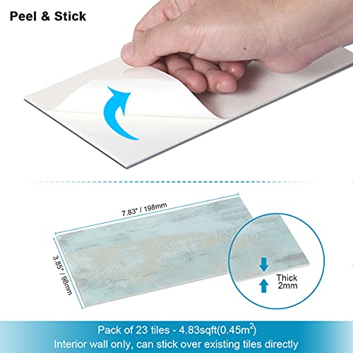 BeNice Peel and Stick Tile Backsplash Bathroom Califonia Blue 23pcs - color: Califonia blue
