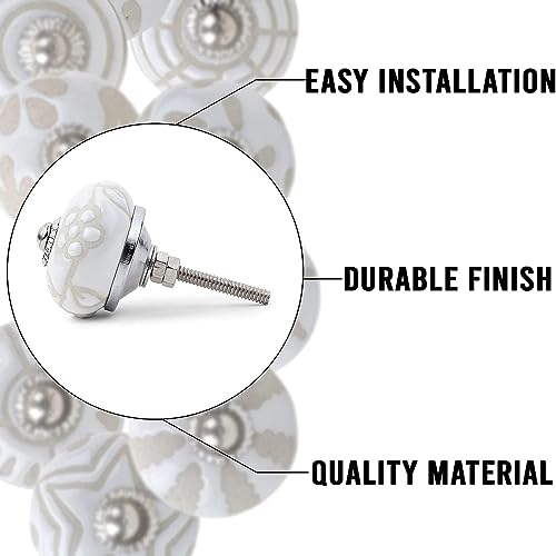 Set of 10 Ceramic Cabinet Colorful Knobs for Kitchen, Cabinet, Drawer, Wardrobe (white1) - color: white1