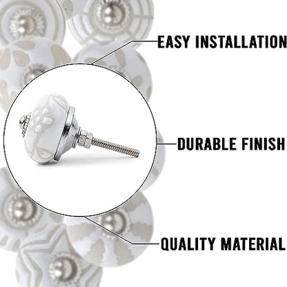 Set of 10 Ceramic Cabinet Colorful Knobs for Kitchen, Cabinet, Drawer, Wardrobe (white1) - color: white1
