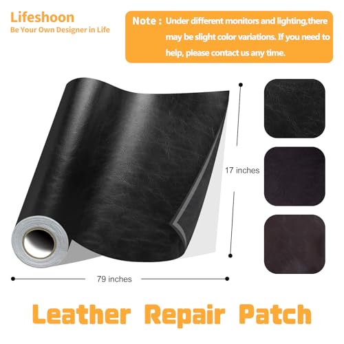 Leather Repair Patches, Self Adhesive Vinyl for Couches Furniture - color: Glossy Black, size: 17X79 inch