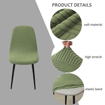 HAOYONG Modern Dining Chair Covers Printed Shell Chair Cover Lounge Armless Chair Cover Stretchable Slipcovers for Kitchen, Office, Dining Room and Living Room(Set of 6) - color: Olive Green, size: 6 PCS