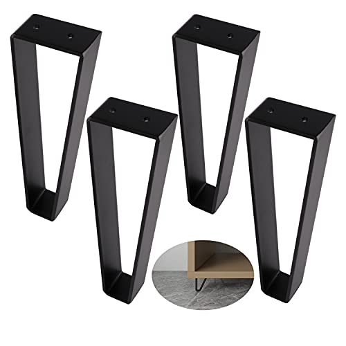 Osring 10 Inch Trapezoid Furniture Legs, Black Metal Coffee Table Feet 4pcs - color: Black, size: 10 Inch