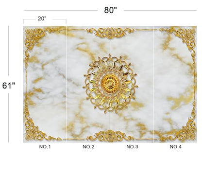 Luxury White Gold Marble Ceiling Medallion Peel and Stick Wallpaper - color: No.10, size: 80" x 61"