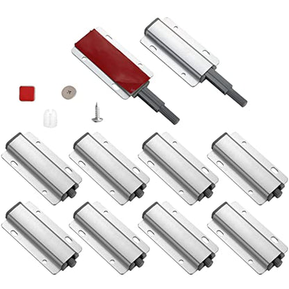 Push to Open Door Latch, 10 Pack Magnetic Push Latches, Adhesive Heavy Duty Touch Latch Hardware for Push to Open, Magnetic Door Catch for Cabinet Drawer Wardrobe Kitchen Door - size: Single Push Catch
