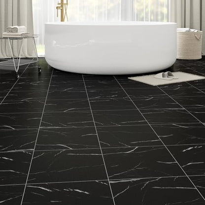 20-Pack Peel and Stick Floor Tiles Vinyl Floor 12 x 12 inch Black Vein Marble - color: Black Marble