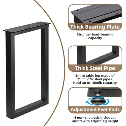 Metal Bar Height Table Legs 36x17.7 Inch Black - size: H36"x W17.7" U Shape
