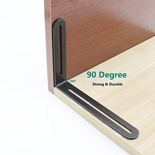 4 PCS Adjustable L-Shape Corner Brace, ULIFESTAR Heavy Duty Thicken Stainless Steel Joint Right Angle Brackets L Slotted Support Shelf Bracket for PC Case,Fixing Furniture-120x165x3mm/4.72x6.5x0.12'' - size: Black 4.72 x 6.5 x 0.12 inches