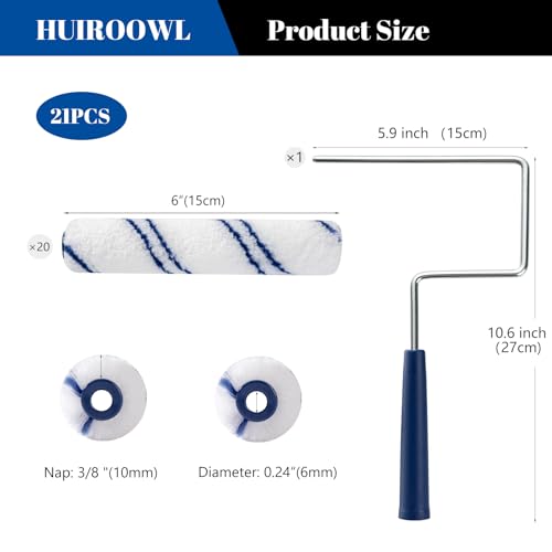 20Pcs 6 Inch Paint Rollers, Microfiber Covers with Roller Frame - size: 6 Inch Paint Roller Kit, 20 Pack