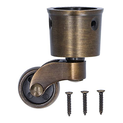 Round Cup Stem Casters, Vintage Brushed 360 Swivel Rolling Wheels for Piano Sofa Zinc Alloy Antique Finish 1 Pack with Screws