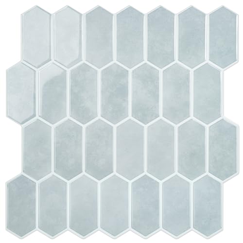 Peel and Stick Tile for Kitchen, Thicker Design 3D Self -Adhesive Long Hexagon Wall Tile Backsplash, Grey 10-Sheet 12"x12" Stick on Tiles, Peel and Stick Wall Tiles for Kitchen - color: Gray