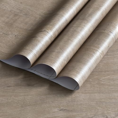 48x354in Extra Wide Light Wood Grain Wallpaper Peel and Stick Grey Oak Texture Contact Paper Air Guide Slot Design Matte Thickened Self-Adhesive Waterproof Furniture Sticker Gray Wood Grain Vinyl Wrap - color: Iron Grey, size: 48" x 354"