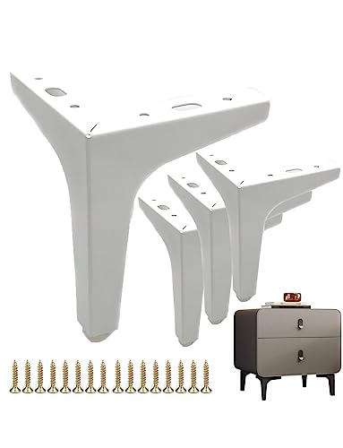 Modern White Metal Furniture Legs, Patio Furniture Feet,7 Inch Table Legs for Couch Bed Cabinet Cupboard,Triangle Shape,with Screws,Pack of 4(7" Height,White) - color: White, size: 6.7"/17cm