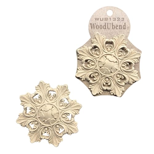 WoodUbend WUB1323 Pack of 2 Centerpieces - Wood Appliques - Heat Bendable & Flexible Onlays 10x10cm - DIY Craft, Furniture & Home Decor - Easy to Apply & Paint - Reusable & Durable Decals