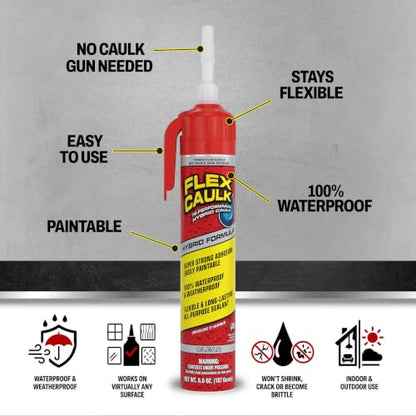 Flex Caulk Hybrid Polymer Waterproof Sealant, Clear, 6.6 oz, 1-Pack - style: Clear, 6.6 oz, 1-Pack