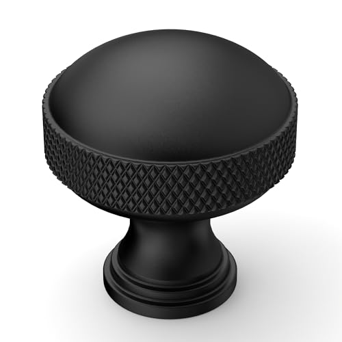 Amerdeco 10 Pack Matte Black knurled Cabinet Knobs - color: Matte Black, size: Knob