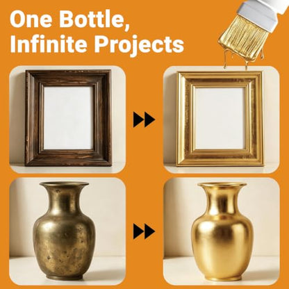 Liquid Gold Leaf Paint, Gold Acrylic Metallic for Wood & Craft 6.35oz/180ml - color: Gold